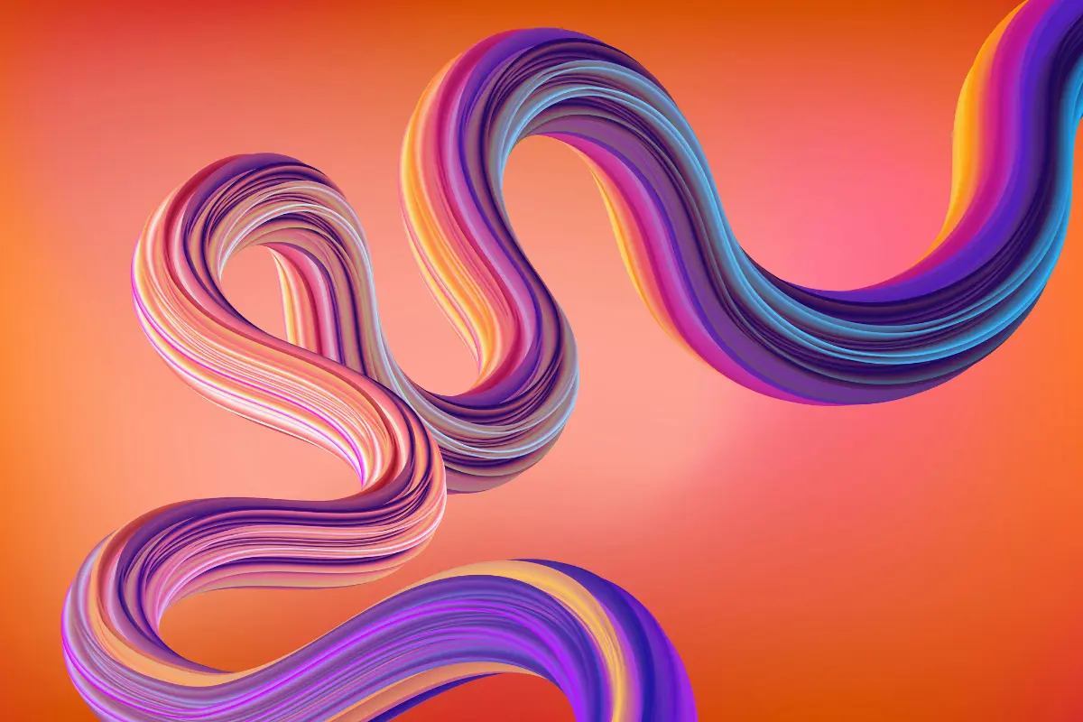 Colorful abstract design showcasing wavy lines in a spectrum of colors, offering a lively and artistic orange backdrop.