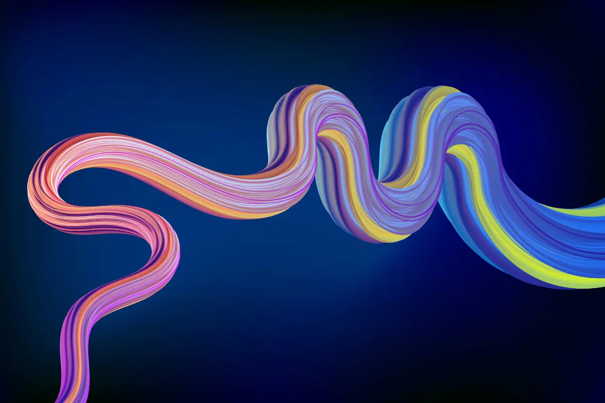 Colorful, abstract wave illustration showcasing dynamic curves and gradients in a visually striking design.