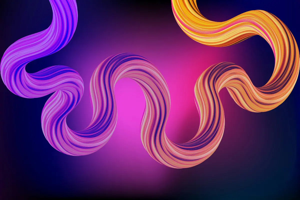 A striking display of abstract waves in various colors dances on a black background, evoking a sense of movement and energy.