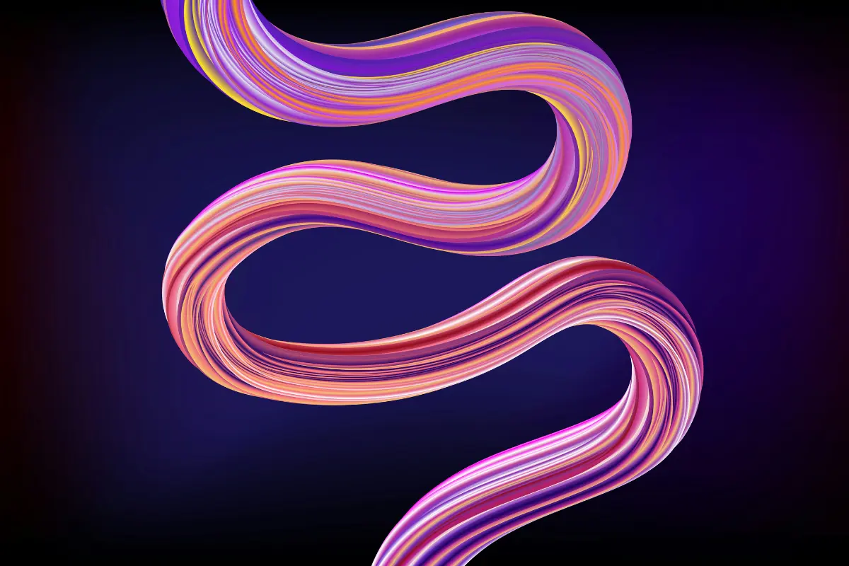 Colorful abstract design with smooth, curved lines, blending various hues to create a lively and artistic background.