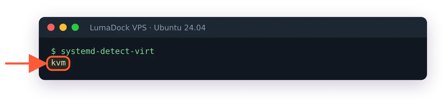 systemd-detect-virt prints kvm on a KVM virtual machine