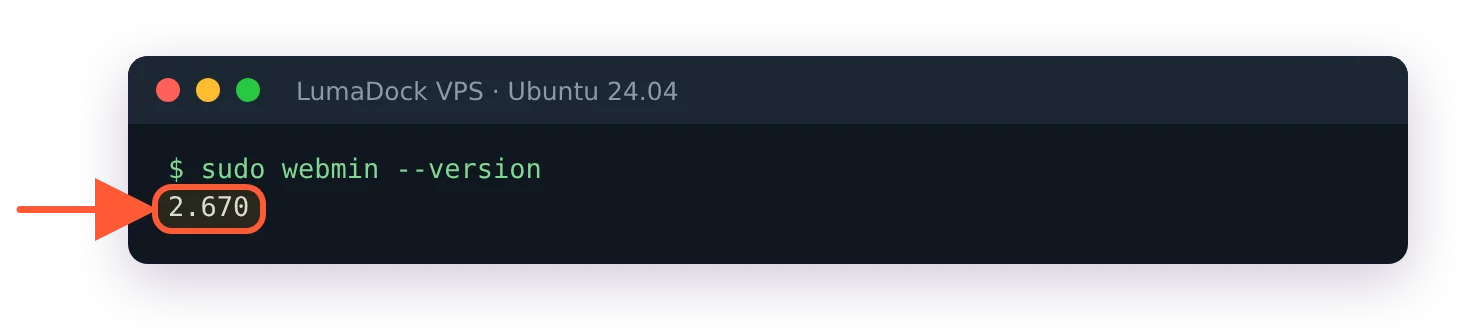 sudo webmin --version prints 2.670